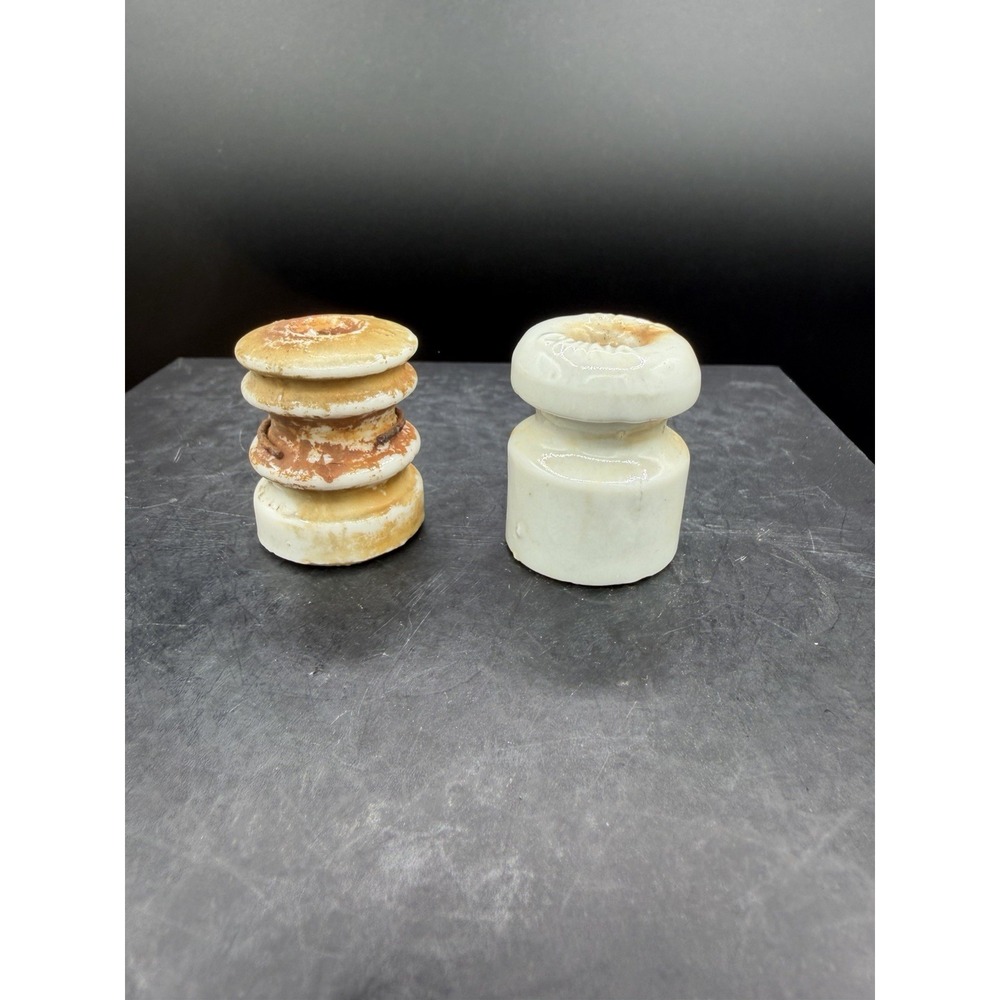 ⚡ Vintage Electrical Porcelain Insulators – Set of 2 – Rustic Industrial Decor
